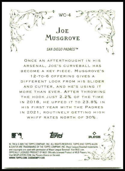 2025 Topps Allen & Ginter Wicked Curves #WC-4 Joe Musgrove