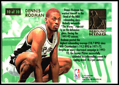 1993-94 Ultra Rebound Kings #10 Dennis Rodman San Antonio Spurs