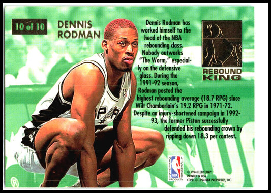 1993-94 Ultra Rebound Kings #10 Dennis Rodman San Antonio Spurs