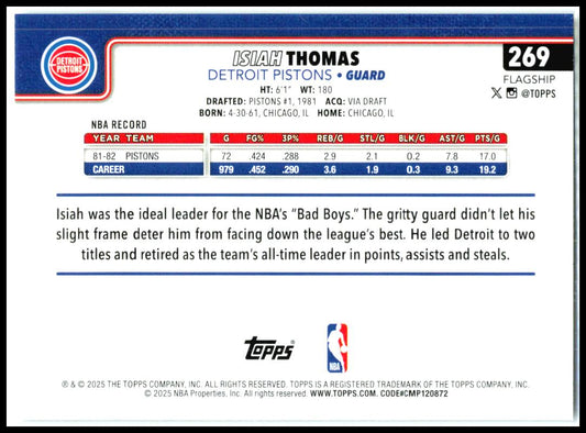 2025-26 Topps Rainbow Foilboard #269 Isiah Thomas Detroit Pistons
