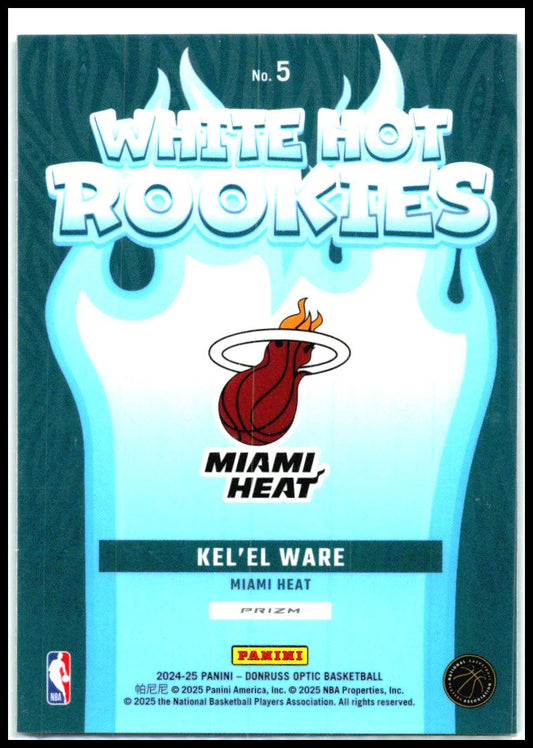 2024-25 Donruss Optic White Hot Rookies Purple #5 Kel'el Ware Miami Heat