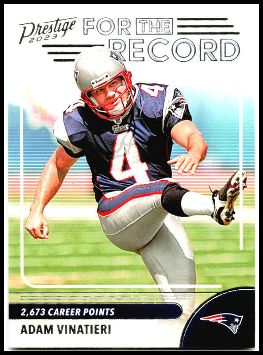 2023 Panini Prestige For the Record #18 Adam Vinatieri New England Patriots