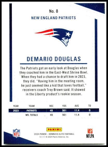 2024 Donruss Elite #8 Demario Douglas New England Patriots
