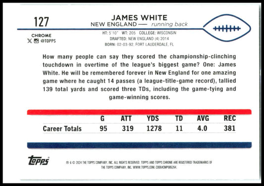 2024 Topps Chrome #127 James White New England Patriots