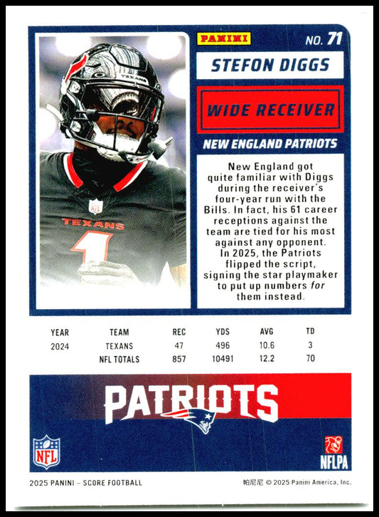 2025 Score #71 Stefon Diggs New England Patriots
