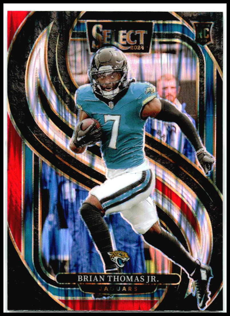2024 Panini Select Red & Blue Prizm Shock #143 Brian Thomas Jr. Rookie Jaguars