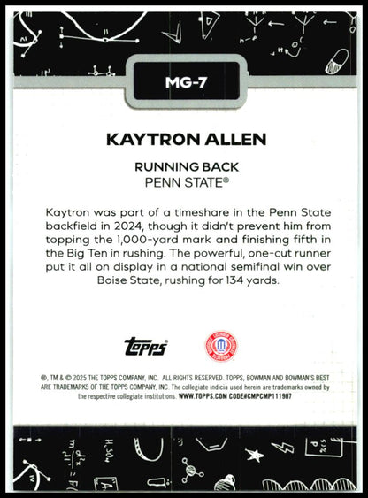 2025 Bowman University Best Making The Grade #MG-7 Kaytron Allen Penn State