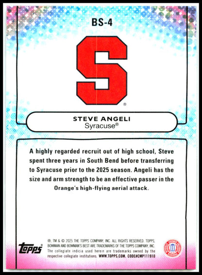 2025 Bowman University Best Bowman Showpieces #BS-4 Steve Angeli Syracuse Orange
