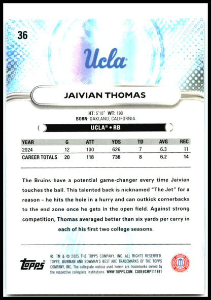 2025 Bowman University Best #36 Jaivian Thomas UCLA Bruins