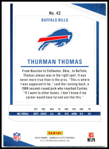 2024 Donruss Elite #42 Thurman Thomas Buffalo Bills