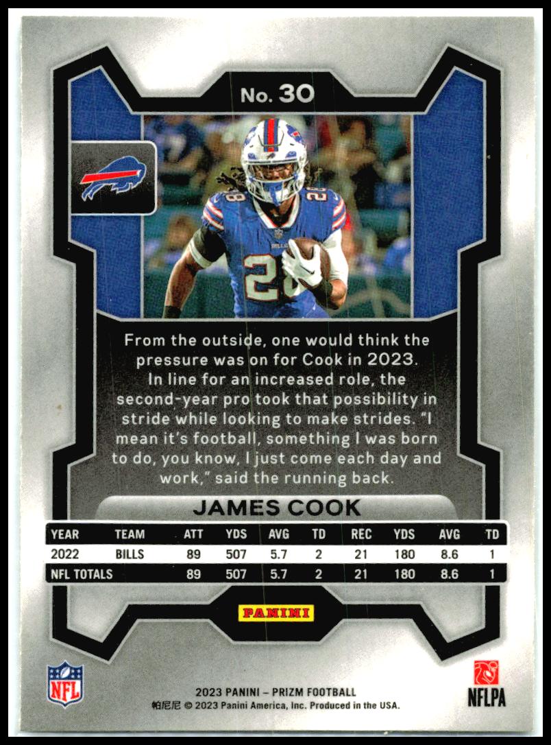 2023 Panini Prizm Silver #30 James Cook Buffalo Bills