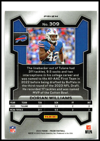 2023 Panini Prizm Lazer #309 Dorian Williams Buffalo Bills