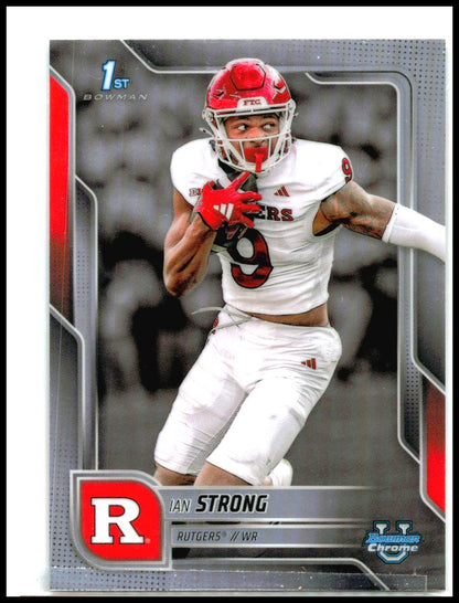 2025 Bowman University Chrome Refractor #119 Ian Strong Rutgers Scarlet Knights