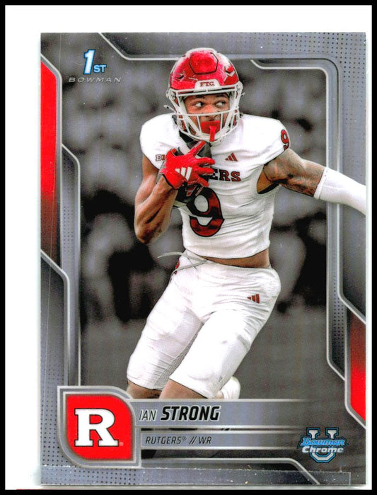 2025 Bowman University Chrome Refractor #119 Ian Strong Rutgers Scarlet Knights