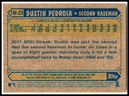 2012 Topps 1987 Topps Minis #TM-23 Dustin Pedroia Boston Red Sox