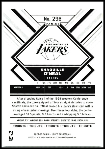 2024-25 Hoops #296 Shaquille O'Neal Los Angeles Lakers