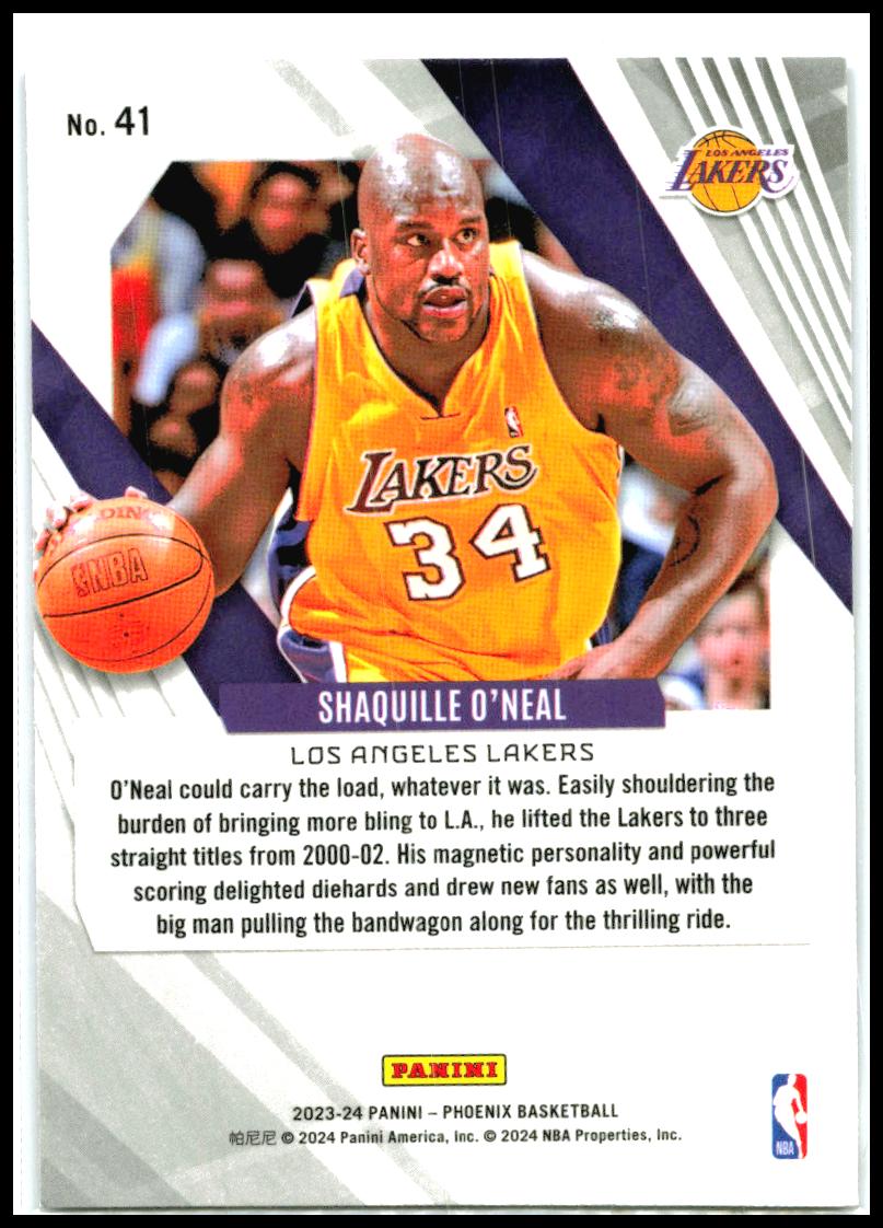 2023-24 Panini Phoenix Phoenix Blue Ice #41 Shaquille O'Neal Los Angeles Lakers