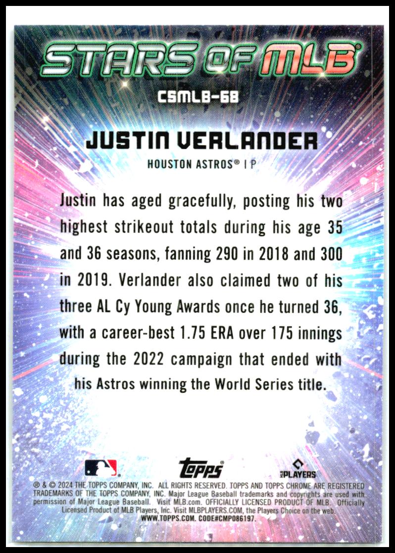 2024 Topps Update Stars of MLB Chrome #CSMLB-68 Justin Verlander Houston Astros