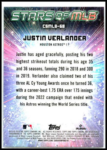 2024 Topps Update Stars of MLB Chrome #CSMLB-68 Justin Verlander Houston Astros