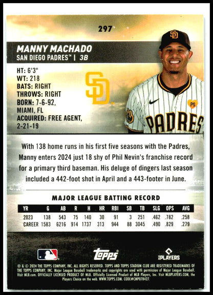 2024 Stadium Club #297 Manny Machado San Diego Padres