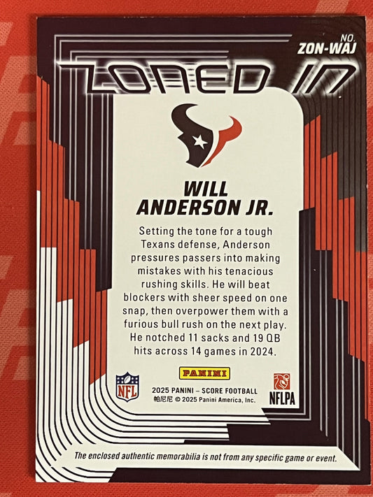 2025 Score Zoned In Jerseys #ZON-WAJ Will Anderson Jr. Houston Texans