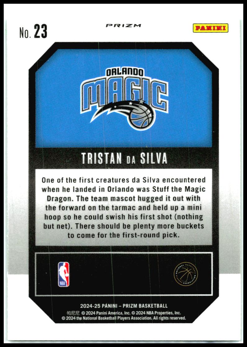 2024-25 Panini Prizm Emergent Prizms Green #23 Tristan da Silva Orlando Magic
