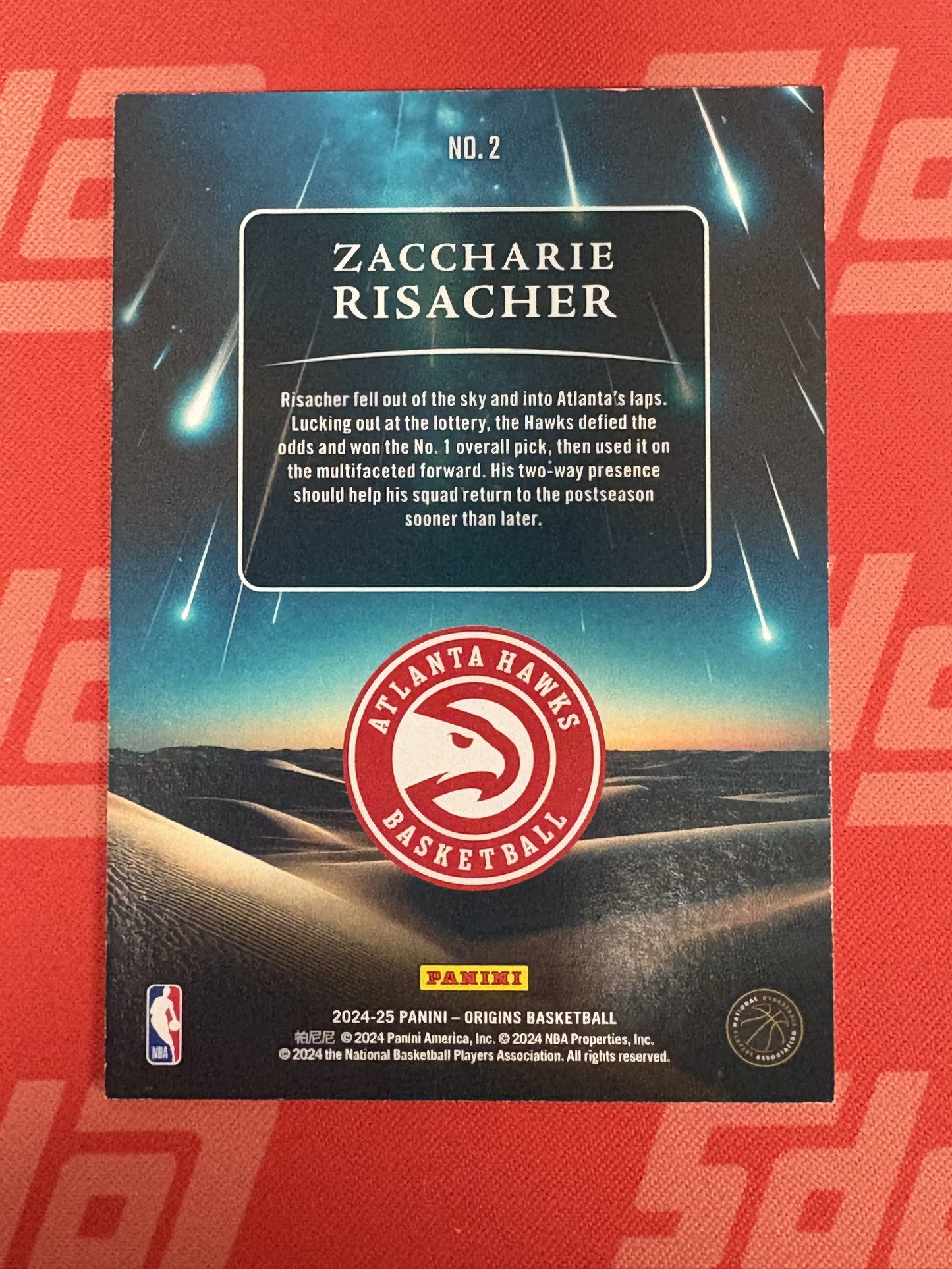 2024-25 Panini Origins Meteor Shower #2 Zaccharie Risacher Atlanta Hawks