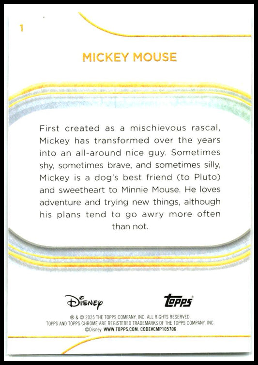 2025 Topps Chrome Disney #1 Mickey Mouse