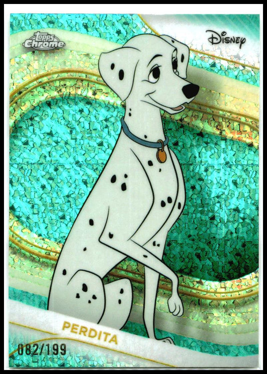 2025 Topps Chrome Disney Aqua Mini-Diamonds /199 #102 Perdita