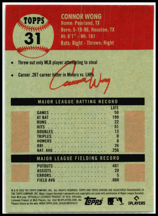 2022 Topps Chrome Platinum Anniversary #31 Connor Wong Rookie Boston Red Sox