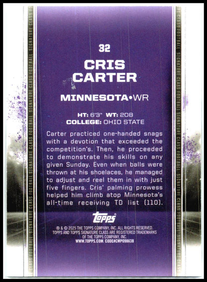 2024 Topps Signature Class #32 Cris Carter Minnesota Vikings