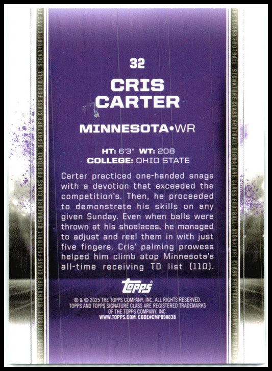 2024 Topps Signature Class #32 Cris Carter Minnesota Vikings