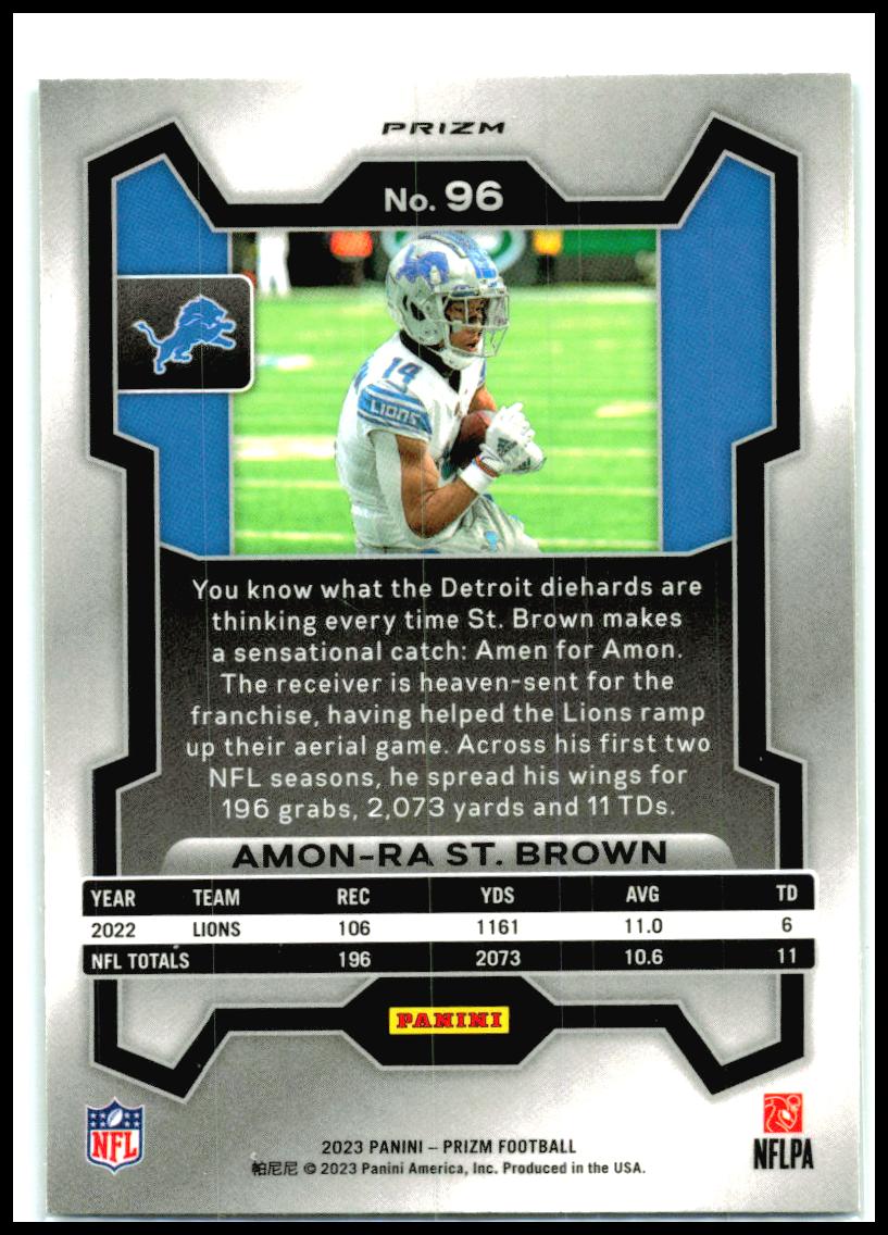 2023 Panini Prizm Green #96 Amon-Ra St. Brown Detroit Lions