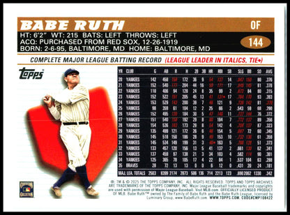 2025 topps archives #144 Babe Ruth