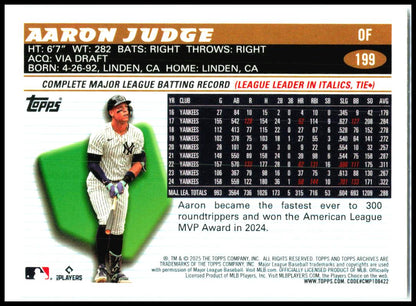 2025 topps archives #199 Aaron Judge