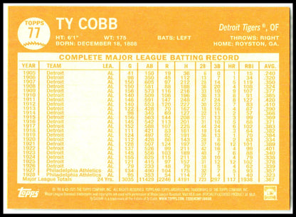 2025 topps archives #77 Ty Cobb Detroit Tigers