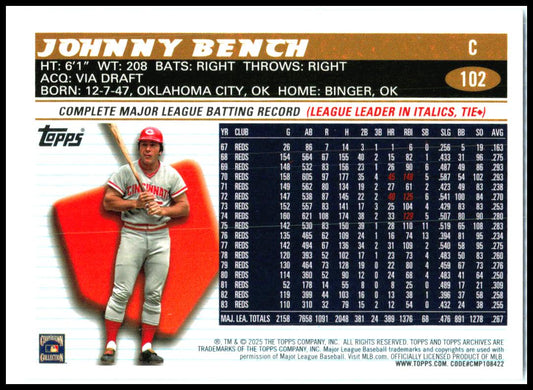2025 topps archives #102 Johnny Bench
