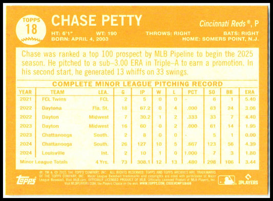 2025 topps archives #18 Chase Petty Rookie