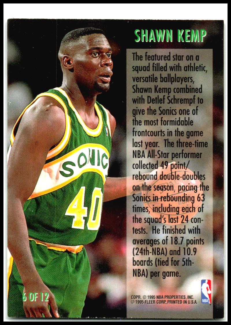 1995-96 Fleer Double Double #6 Shawn Kemp Seattle SuperSonics