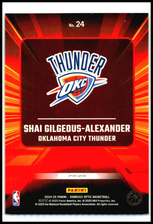 2024-25 Donruss Optic Express Lane Purple #24 Shai Gilgeous-Alexander Thunder