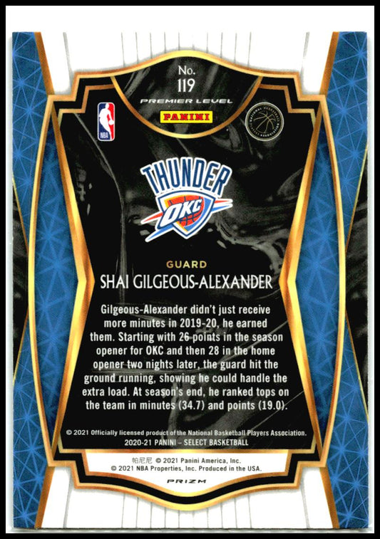2020-21 Select Red White Orange Shimmer #119 Shai Gilgeous-Alexander Thunder