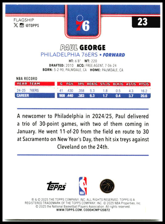 2025-26 Topps #23 Paul George Philadelphia 76ers