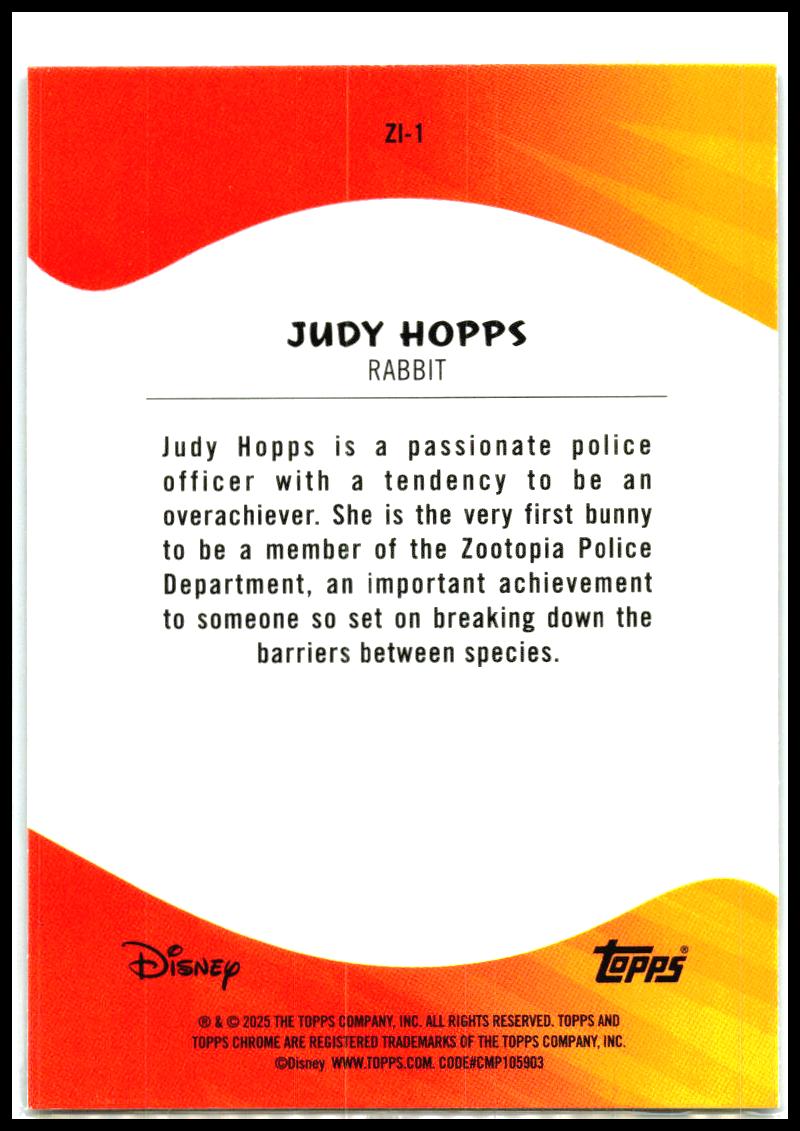 2025 Topps Chrome Disney Zootopia Icons #ZI-1 Judy Hopps
