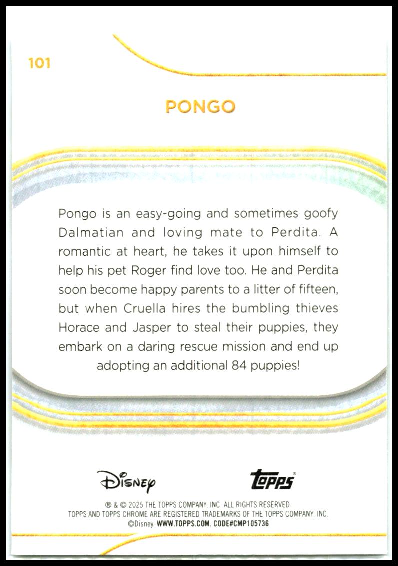 2025 Topps Chrome Disney #101 Pongo