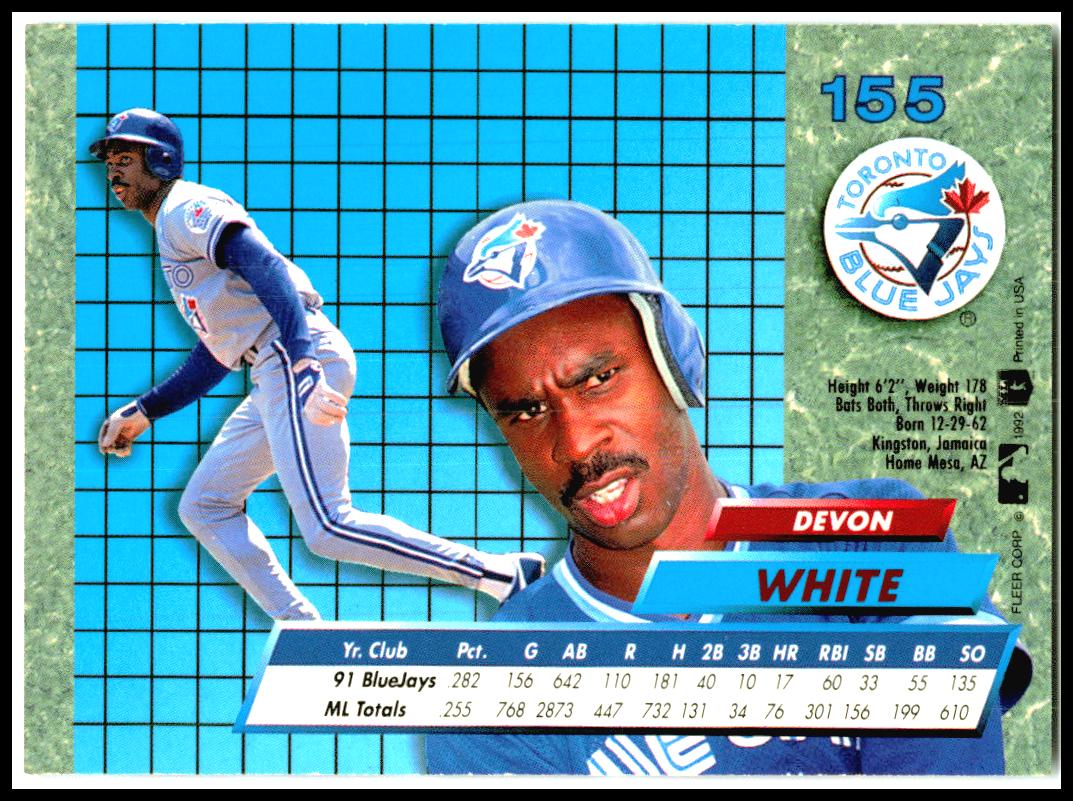 1992 Ultra #155 Devon White Toronto Blue Jays