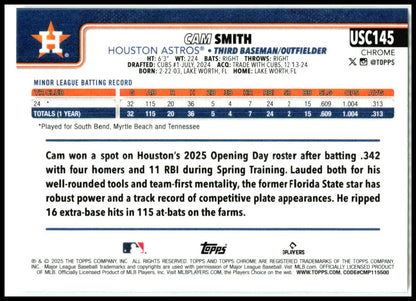 2025 Topps Chrome Update #USC145 Cam Smith Rookie Houston Astros