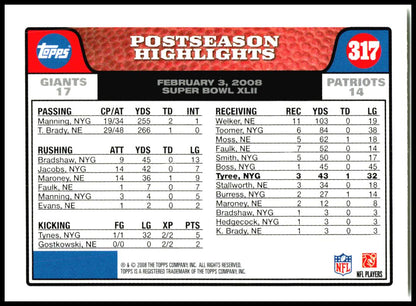 2008 Topps #317 David Tyree New York Giants