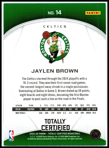 2024-25 Panini Totally Certified Mirror Maroon #14 Jaylen Brown Boston Celtics