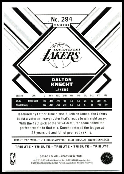 2024-25 Hoops Winter #294 Dalton Knecht Los Angeles Lakers