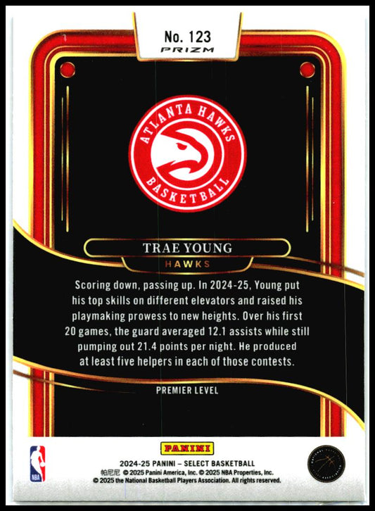 2024-25 Panini Select Blue Cracked Ice Prizm #123 Trae Young Atlanta Hawks